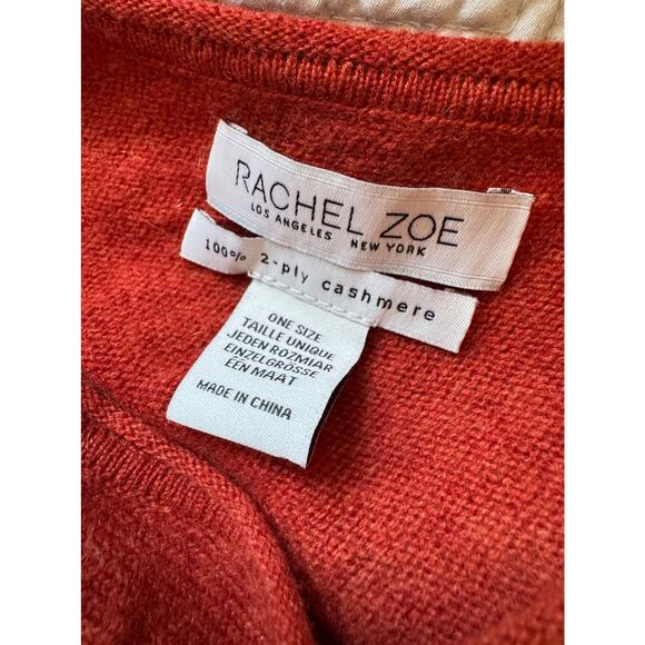 Rachel & Zoe 2 Ply 100% Cashmere OS Cape Shawl Wrap Terra Cotta Soft Warm Class - Picture 2 of 8